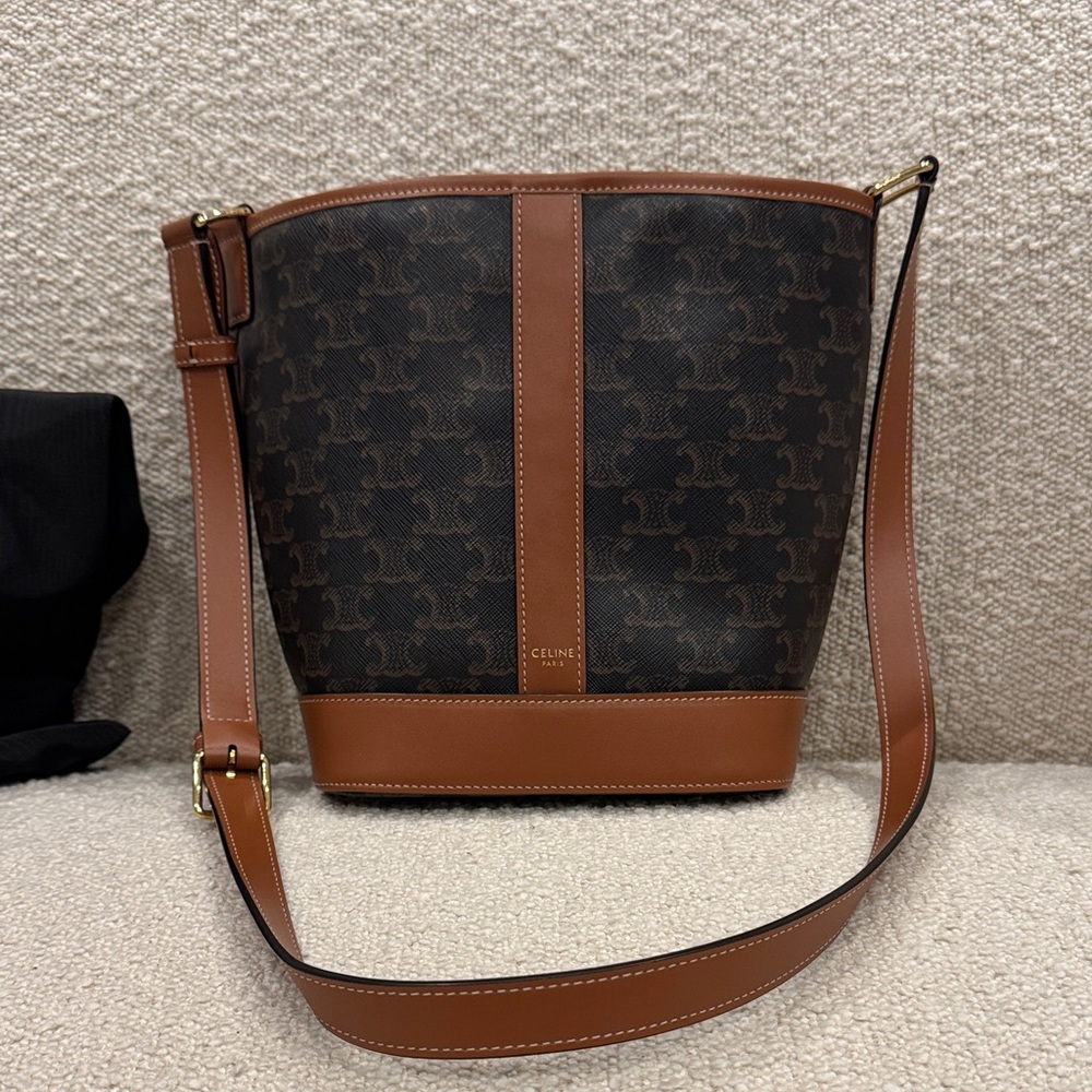 Authentic gently used Celine Triomphe small bucket bag